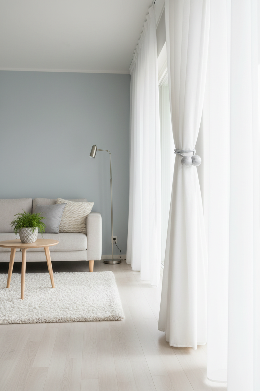 Lifestyle Curtain Tieback in Scandinavian Living Room
